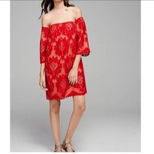 Nordstrom Storee Red Lace Off the Shoulder Dress S